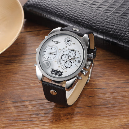 Men's Dual Horizon PU Leather Timepiece
