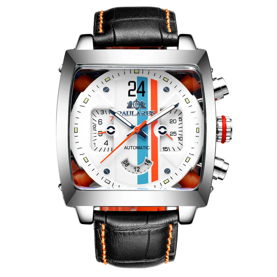 Men's Architectural Rectangular Mechanical Timepiece