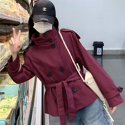 Estate Structured Double-Breasted Short Trench