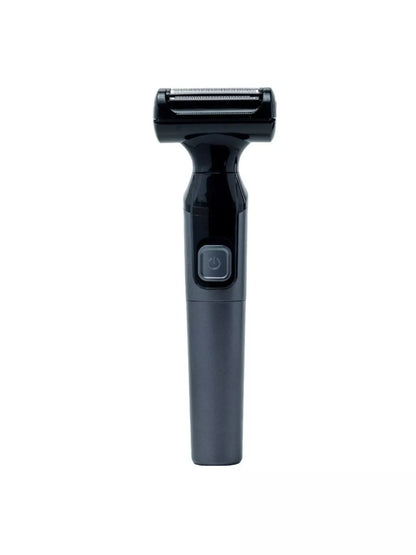 Person using waterproof portable electric shaver