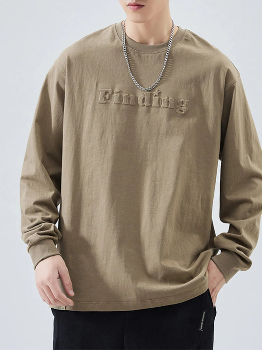 Front view of oversized embroidered crewneck sweatshirt