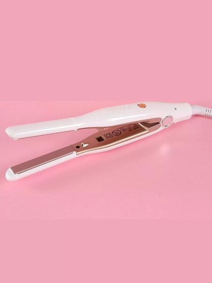 Woman using 2 in 1 hair straightener for styling