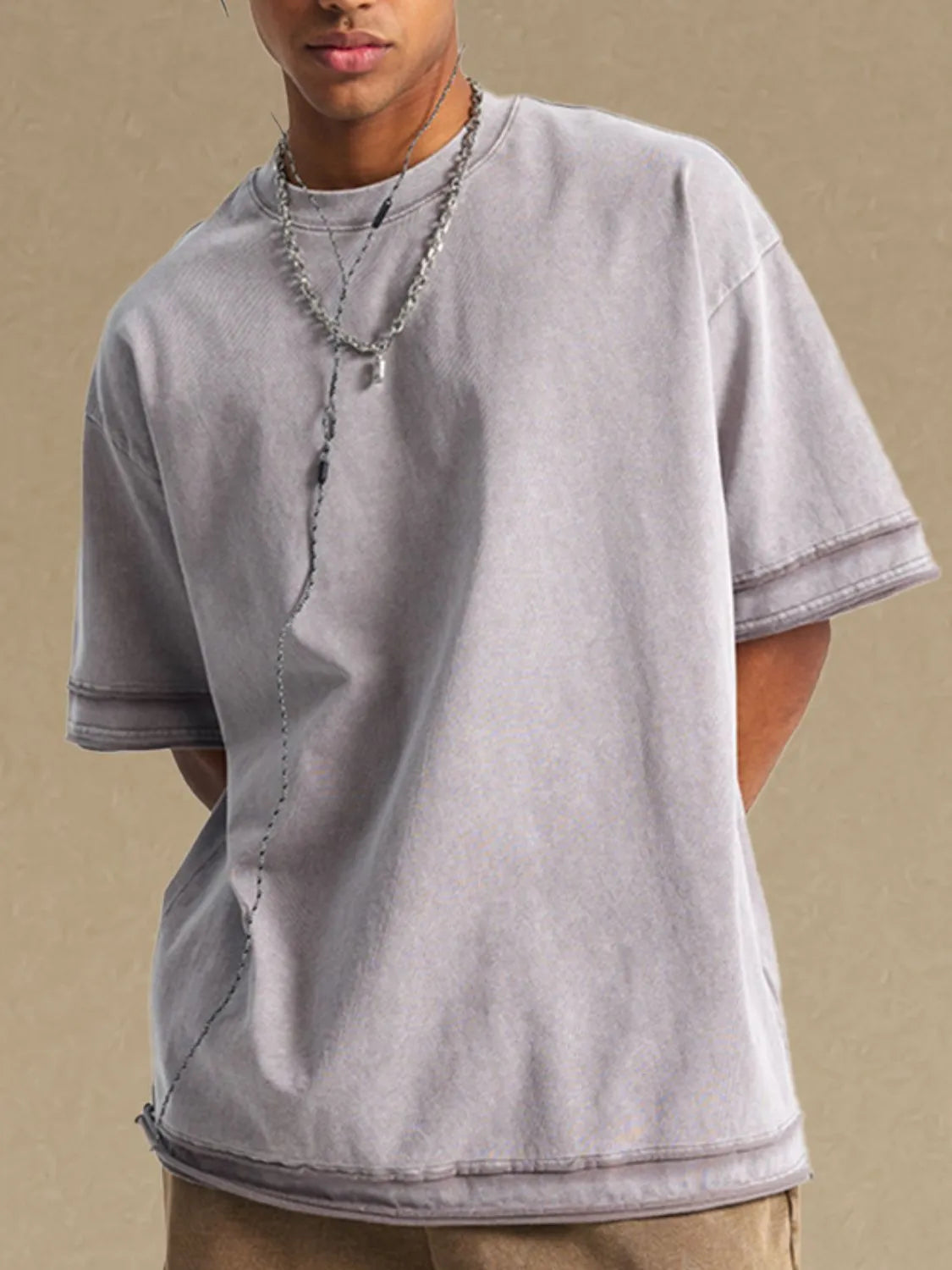 Close-up of fabric texture on cotton half sleeve T-shirt