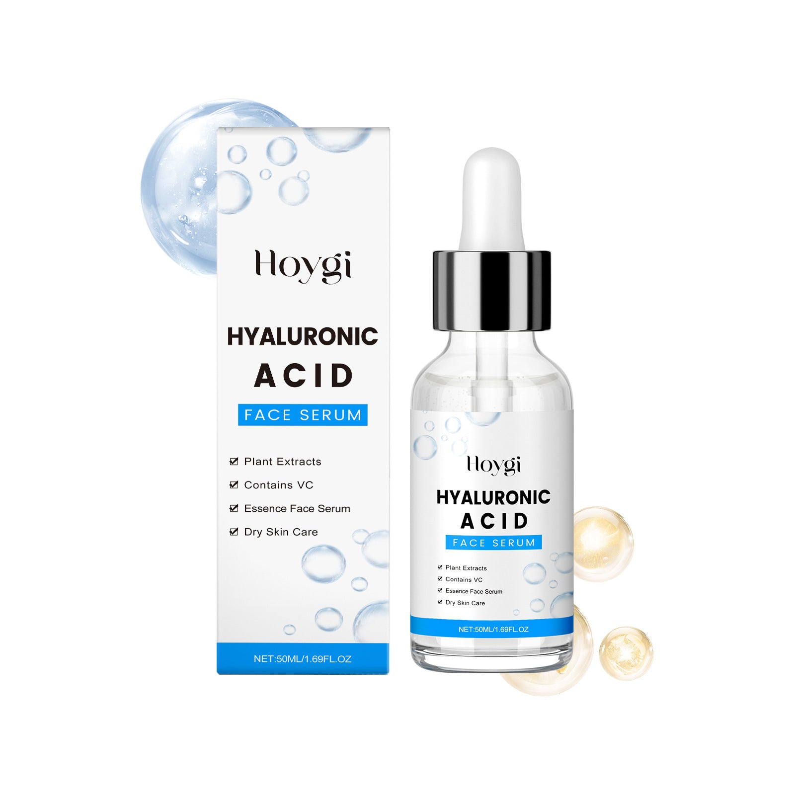 Studio view of the 50ml serum bottle highlighting the minimalist architectural packaging design