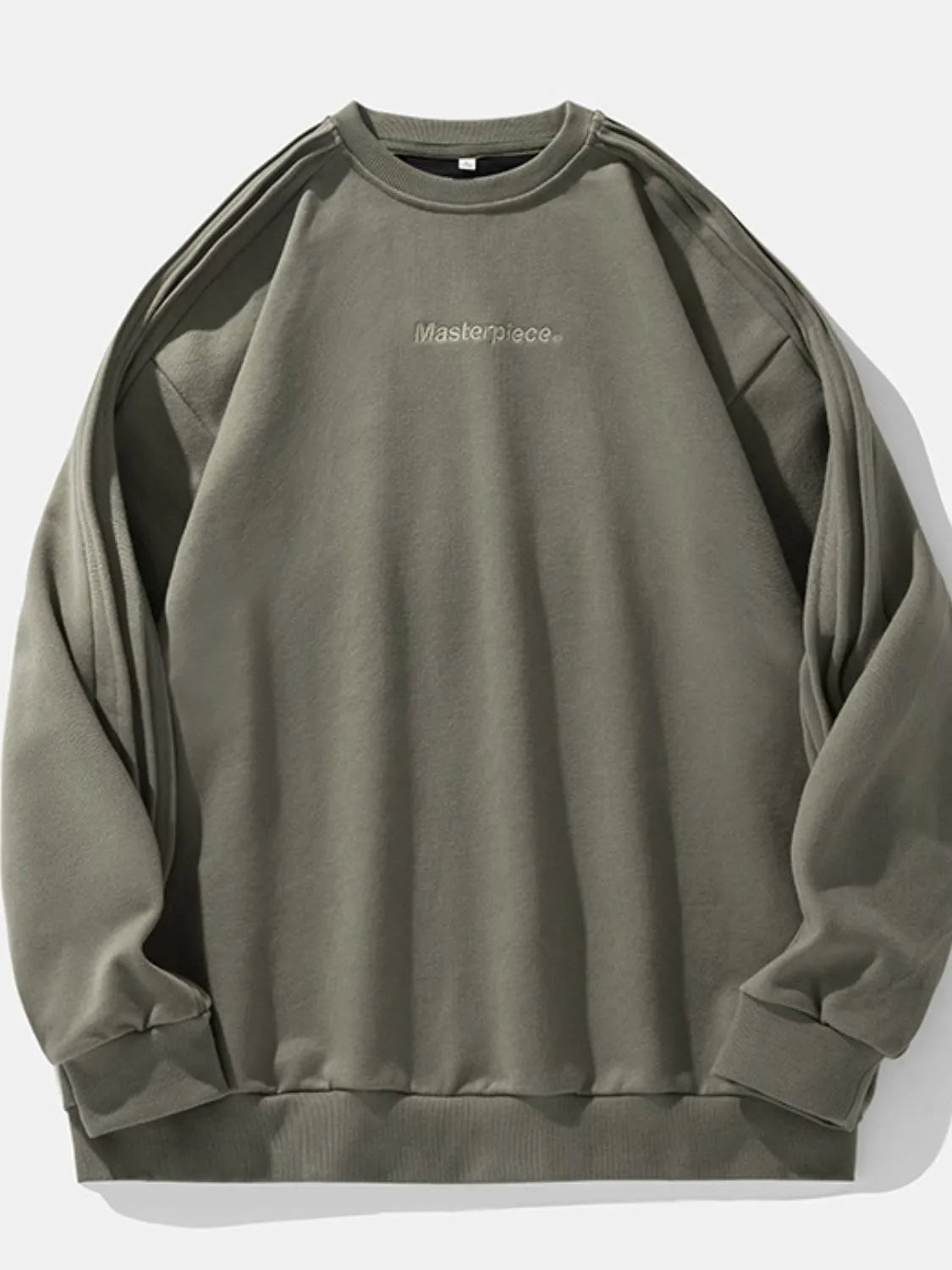 Front view of graphic letter round neck sweatshirt