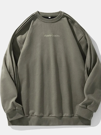 Front view of graphic letter round neck sweatshirt