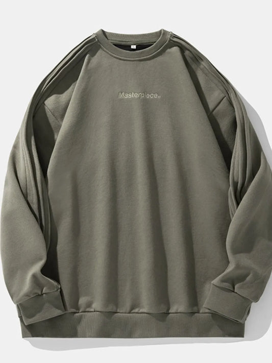 Front view of graphic letter round neck sweatshirt