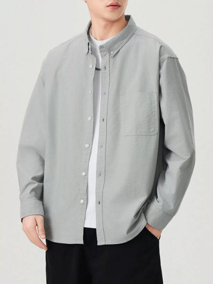 Back view of men's plus size long sleeve shirt