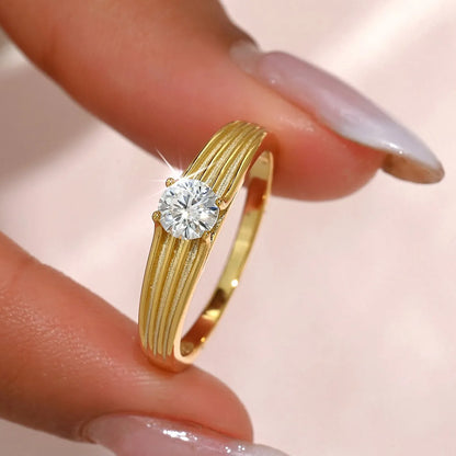 Model wearing the 0.5ct moissanite ring styled for a high-profile social event