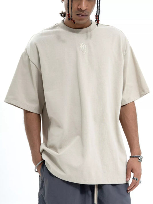 Front view of oversized cotton round neck half sleeve T-shirt