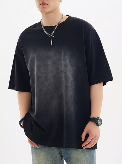 Front view of oversized cotton half sleeve round neck T-shirt