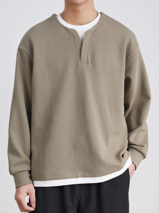 Front view of oversized round neck long sleeve sweatshirt