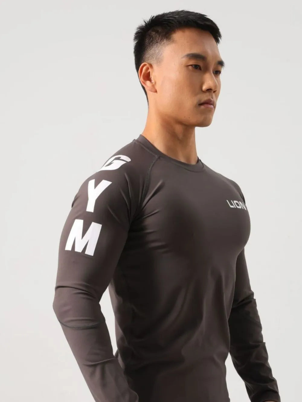 Close-up of smooth stretch fabric on long sleeve T-shirt