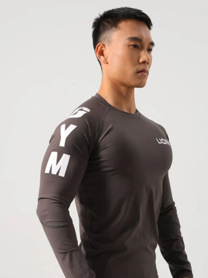 Close-up of smooth stretch fabric on long sleeve T-shirt