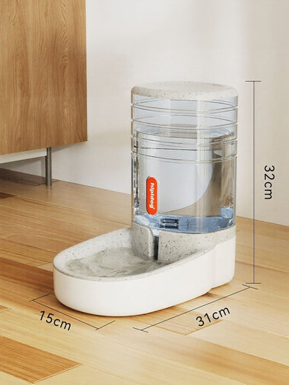 Close up of pet food and water dispenser system