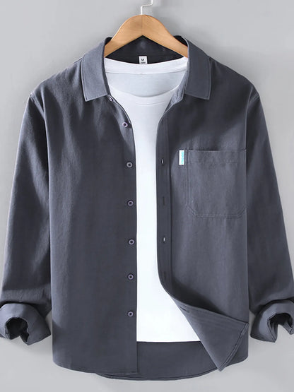 Front view of plus size long sleeve button-up shirt