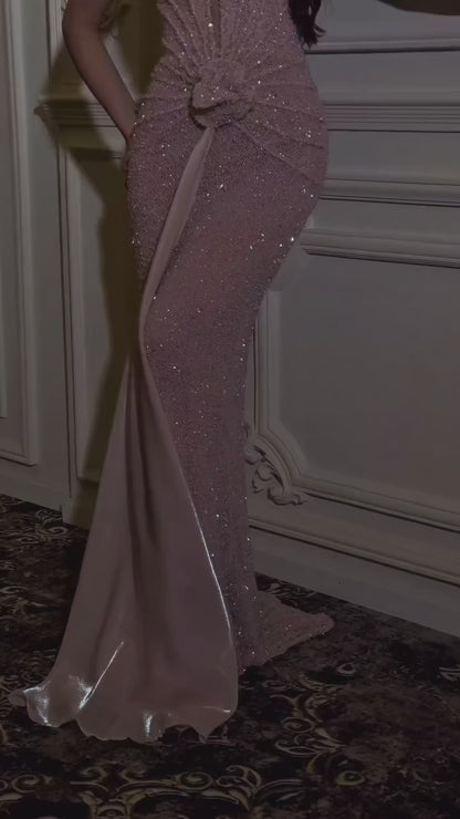 Sweetheart Pleated Mermaid Gala Gown