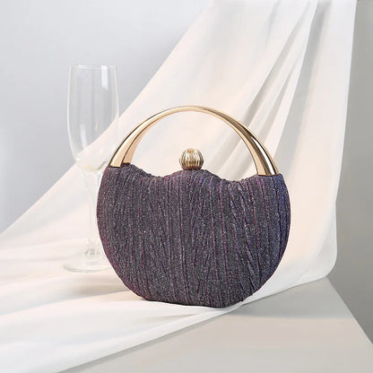 purple round clutch bag aesthetic statement evening bag