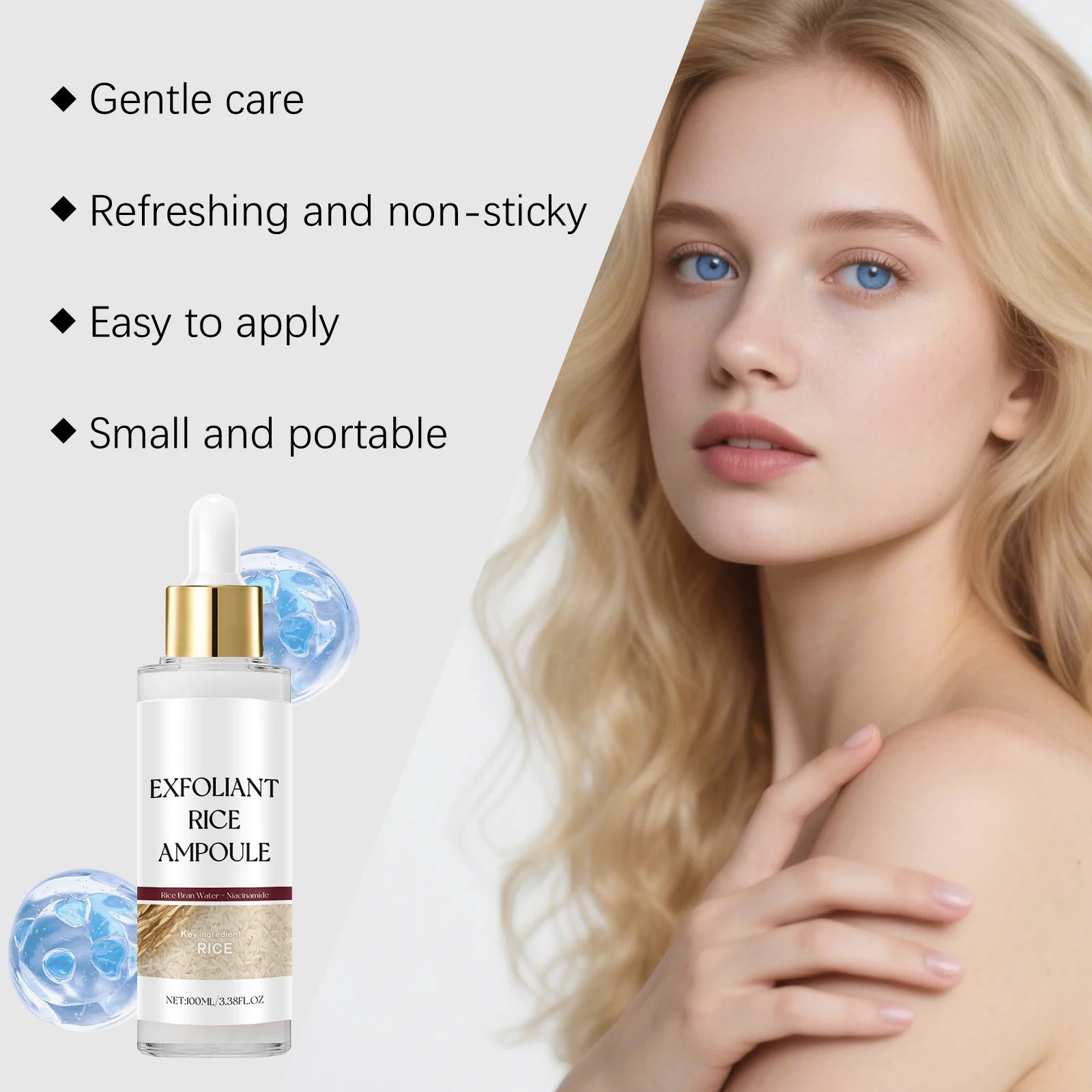 Model applying the hydrating essence for a high-profile, professional-grade home treatment