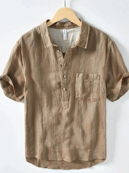 Back view of short sleeve button shirt