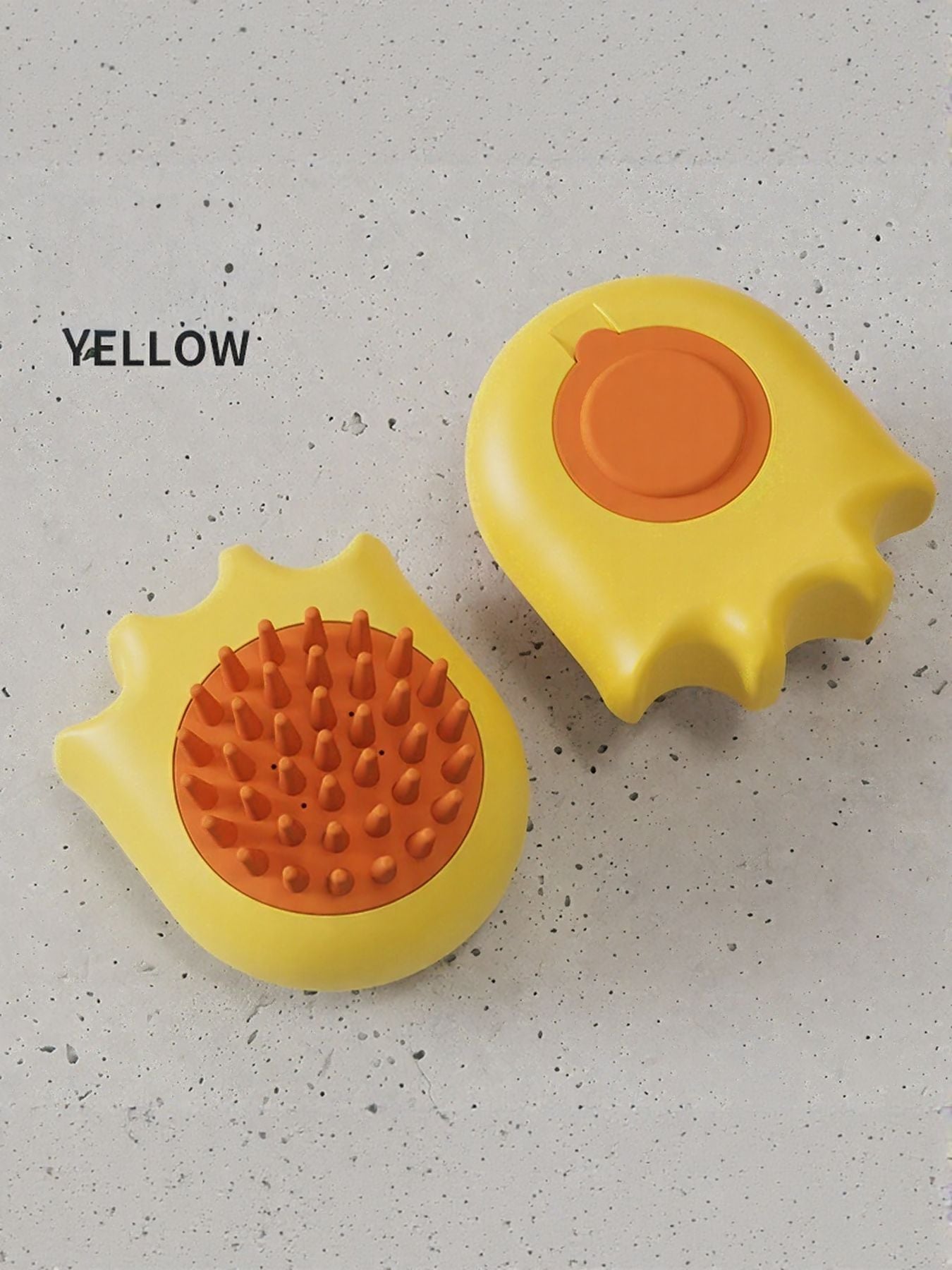 Pet being washed with soft shower grooming brush