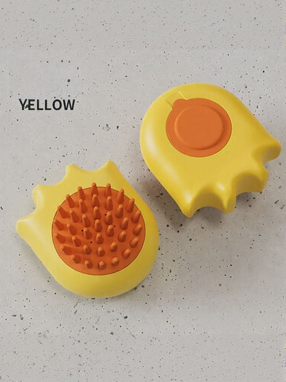 Pet being washed with soft shower grooming brush