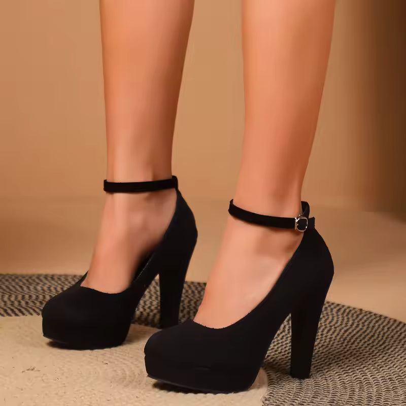 slingback high heel pumps front view round toe