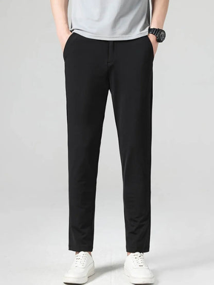 Close-up of stretch fabric texture on casual pants
