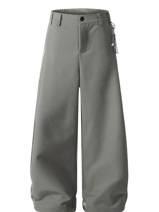 Front view of wide leg cotton relaxed fit pants