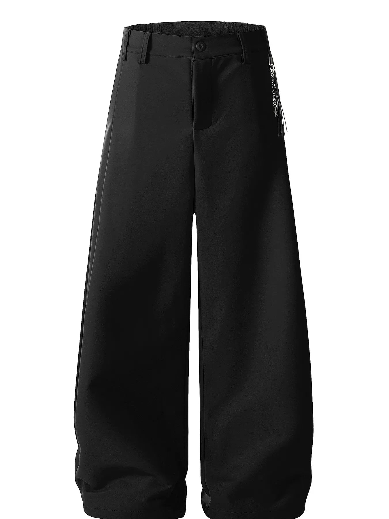 Model wearing wide leg cotton pants styled casually