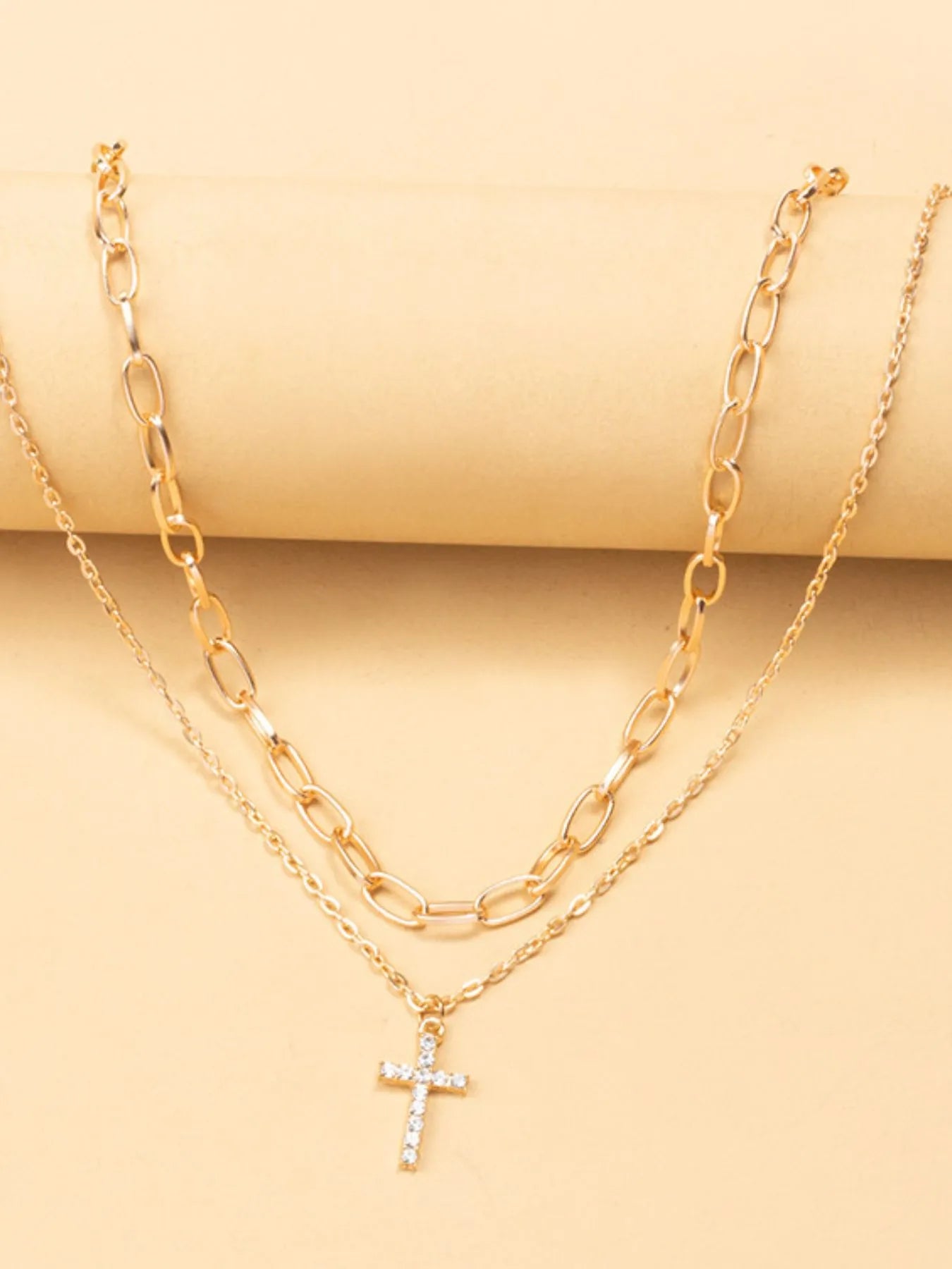 Close-up of the precision-set zircons and the high-luster 18K gold-plated finish